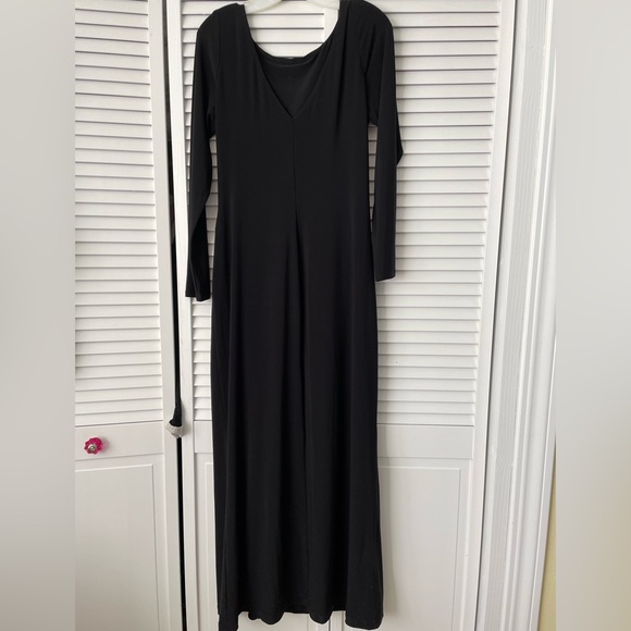 New Ralph Lauren Evening Size 14 Long Sleeve Long Black Dress with Ruffle Trim - Picture 2 of 5